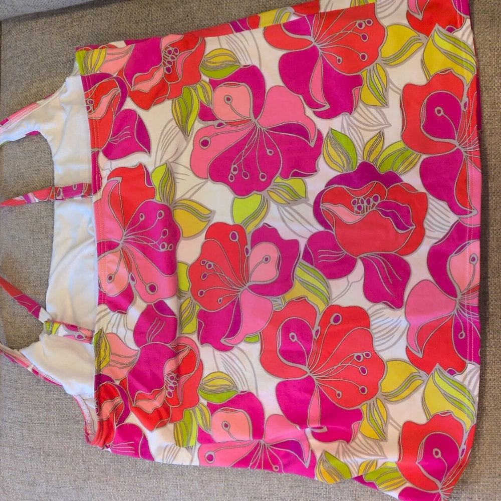 Lands' End Tankini Floral Under wire Women's 16 - Pink and Orange - Picture 4 of 10